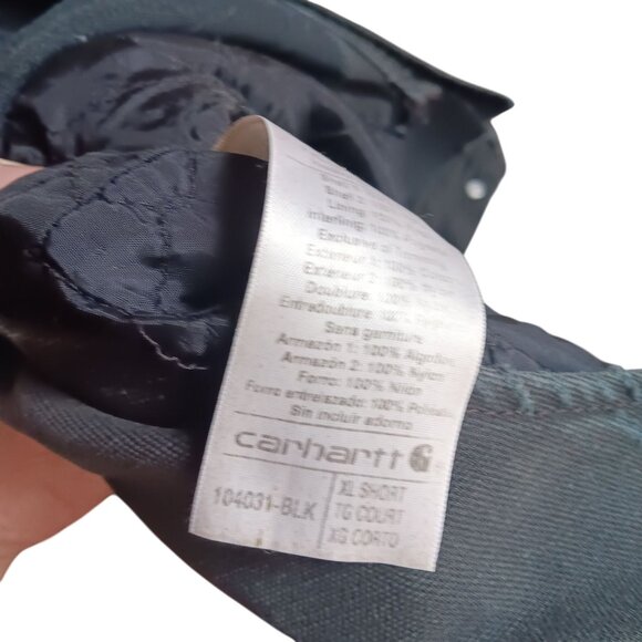 XL Short Carhartt Black Insulated Bib Overalls 3M Thinsulate 104031-blk DISTRESS - Picture 5 of 12